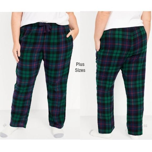 ⛔️SOLD⛔️ OLD NAVY Women's Flannel Pajama Pants Green, Navy Pink Plaid XXL - NWT - Picture 5 of 8